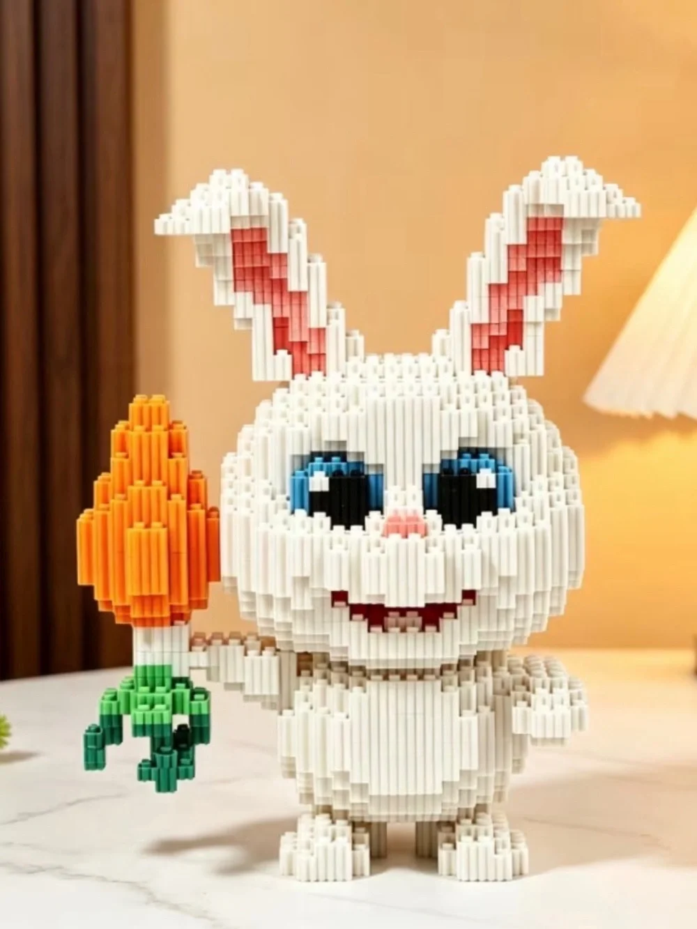 White Bunny Building Block Toy with Orange Carrot - Kids Fun Set
